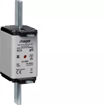 HAGER LNH2080MK NH drošinātāja ieliktnis 80A 500V gG 2C izmērs ar indikatoru