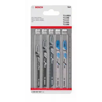 Bosch Accessories 2608667857 Zāģa asmeņu komplekts koksnei un metālam Basic, 5 gab., T-kāta