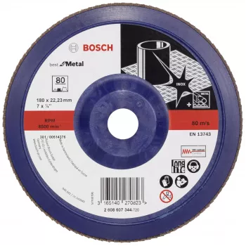Bosch X571 Best for Metal lehvikketas 180 mm, P40, cirkonija alumīnija oksīds, 22,23 mm urbums 2608607344