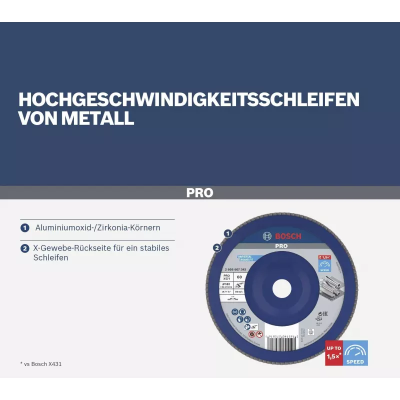 Bosch X571 Best for Metal lehvikketas 180 mm, P40, cirkonija alumīnija oksīds, 22,23 mm urbums 2608607344