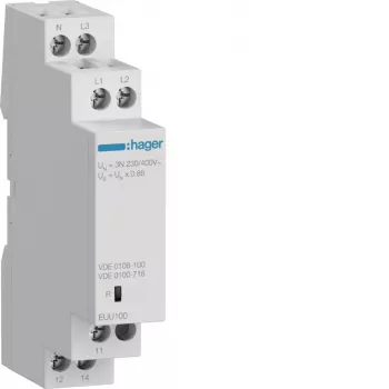 Hager EUU100 fāžu kontroles relejs, 3 fāžu, 1 pārslēgkontakts, 3x230/400V AC