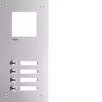 Hager RTQ104X domofona priekšējā panelis, 4 pogas, alumīnijs