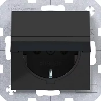HAGER WAS1110BG virsapmetuma SCHUKO kontaktligzda ar pašverdošu vāku, IP44, gaiši pelēka