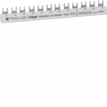 HAGER KDS463AS 3 fāžu 63A 12 moduļu QuickBusbar fāzu kopne