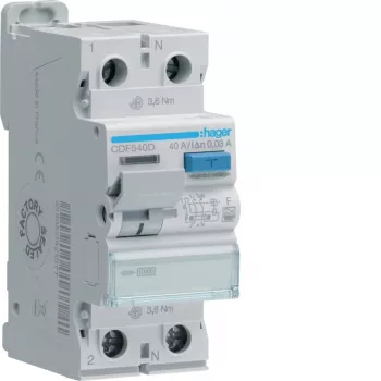HAGER CDF540D Diferenciālās aizsardzības automāts 2P 40A 30mA F tips 10kA