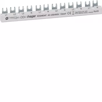 HAGER KDS463AT 4 polu 12 moduļu kontaktu kopne, 63 A, 230/400 V AC