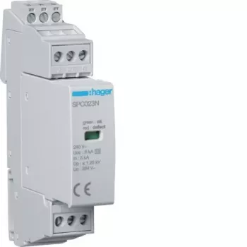 Hager SPC203N 3. tipa pārsprieguma aizsargs 1P+N Uc 264V In 5kA Up 1.25kV ar tālvadības kontaktu