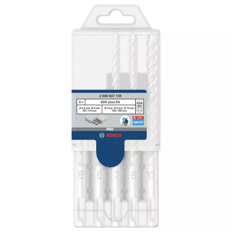 Bosch SDS plus-3 urbju komplekts āmura urbšanai, 5 gab. (5-10 mm) 2608837138