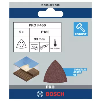 Bosch 2608621688 Delta slīppapīrs, graudainība 180, 93 mm, 5 gab.
