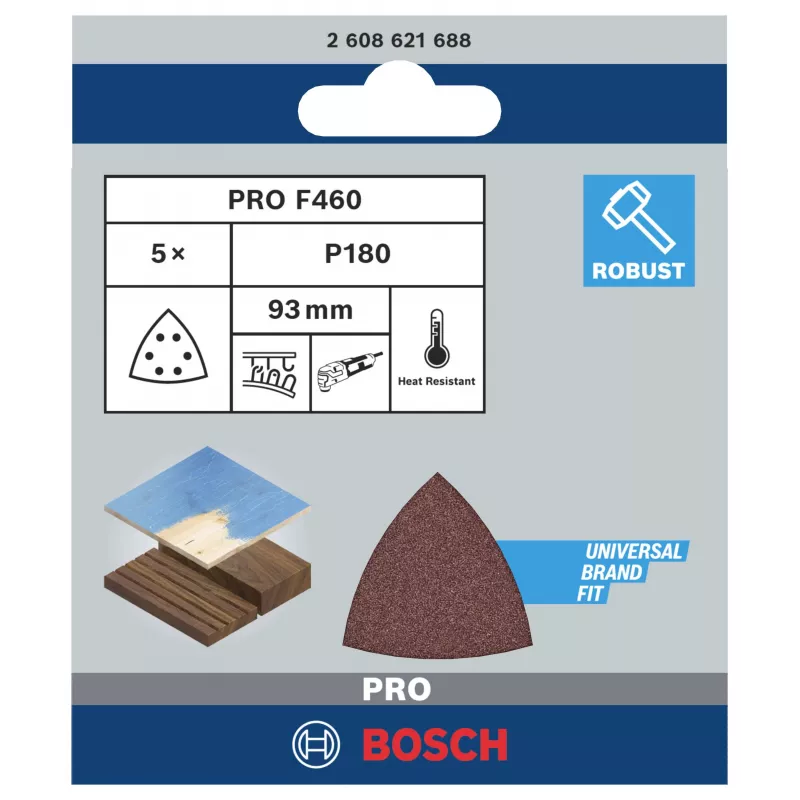 Bosch 2608621688 Delta slīppapīrs, graudainība 180, 93 mm, 5 gab.