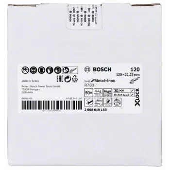 Bosch Best for Metal+Inox R780 virsmas apstrādes disks, 125 mm, X-LOCK, graudainība 120 2608619188