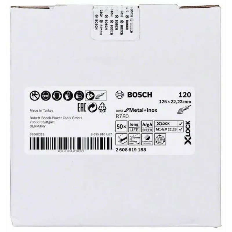 Bosch Best for Metal+Inox R780 virsmas apstrādes disks, 125 mm, X-LOCK, graudainība 120 2608619188