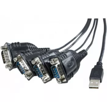 Exertis Connect USB uz seriālo adaptera kabelis, USB-A vīrišķais uz DB-9 vīrišķais, 1,3 m, ar skrūvēm, melns 040344