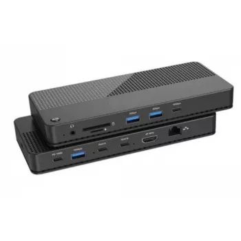 EXERTIS CONNECT KVM komutators ar dokstaciju, HDMI 4K Ultra HD, LAN, 4 portu USB centrmezgls, audio, karšu lasītājs (061110)
