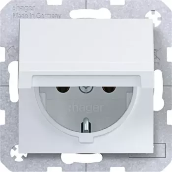 Hager WAS1110WM SCHUKO kontaktligzda ar pašverdošu vāku, IP44, polāri balta