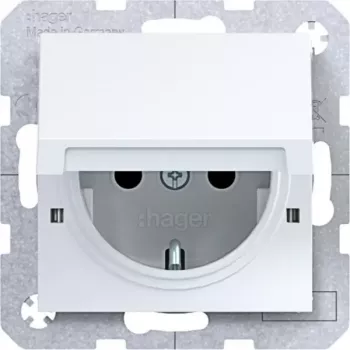 HAGER WAS1212WG Witty SCHUKO kontaktligzda ar atlokāmu vāciņu, ieliekama, polāri balta