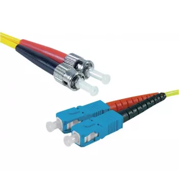Exertis Connect ST/UPC uz SC/UPC vienmoda duplex optiskās šķiedras komutācijas kabelis, 2m, OS2, LSZH, dzeltens 392882