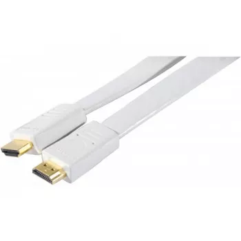 EXERTIS CONNECT High Speed HDMI plakanais kabelis, ar zelta pārklājuma savienotājiem, HDMI Type A male uz Type A male, balts, 1,8 m 128312