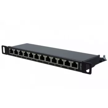 EXERTIS CONNECT Cat. 6A STP 10 collu 0,5U 12 portu komutācijas panelis, melns 257312