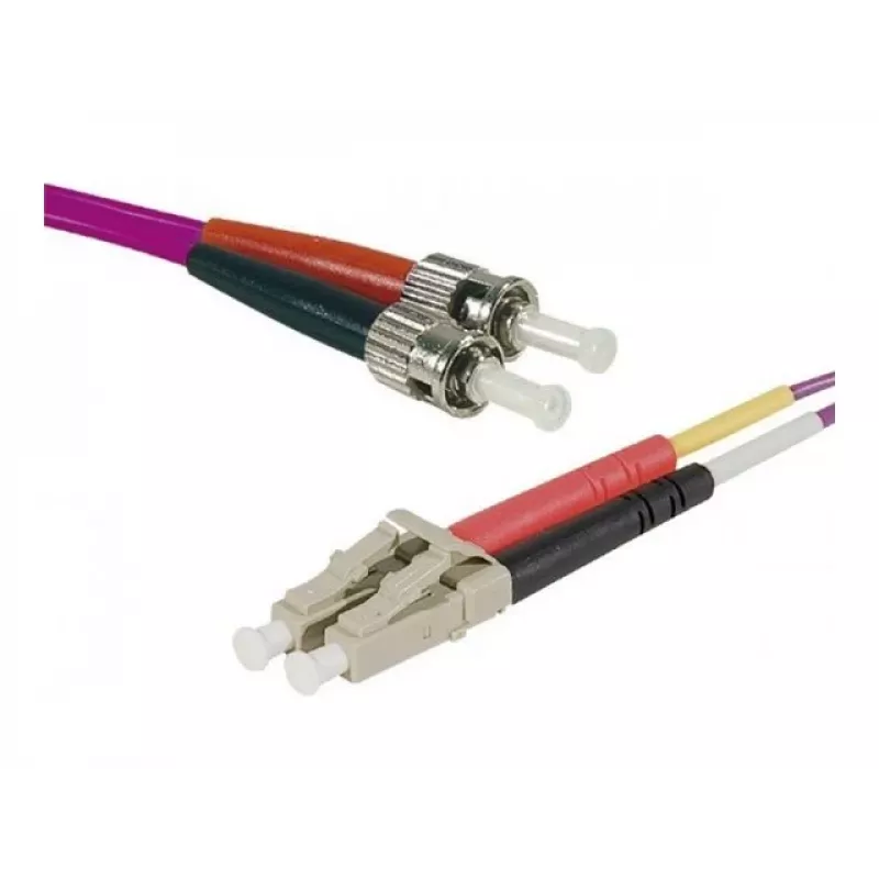 EXERTIS CONNECT Eco OM4 šķiedras komutācijas kabelis LC Duplex uz ST Duplex, 50/125 µm, Erika-Violet, 1,0 m, UPC Polish 392791