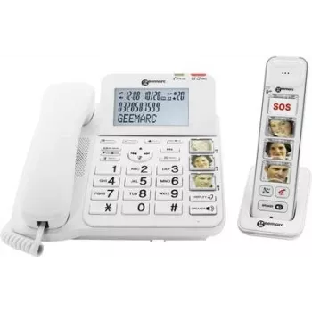 Geemarc AMPLIDECT COMBI-PHOTO 295 vadu tālrunis senioriem ar atbildētāju, foto pogām, apgaismotu displeju, balts