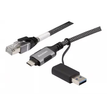 Dexlan USB Gigabit Ethernet tīkla kabelis, USB C/A uz RJ45, 2,0 m (310702)