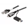 Dexlan USB Gigabit Ethernet tīkla kabelis, USB C/A uz RJ45, 2,0 m (310702)