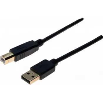 EXERTIS CONNECT USB 2.0 Premium kabelis, zeltīti kontakti, USB A uz USB B, 1,0 m, melns 532427