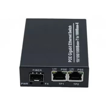 EXERTIS CONNECT mediju pārveidotājs ar 30 W PoE+ inžektoru, 2x 10/100/1000 Mbps RJ45, 1x 100/1000 Mbps SFP slots 311793