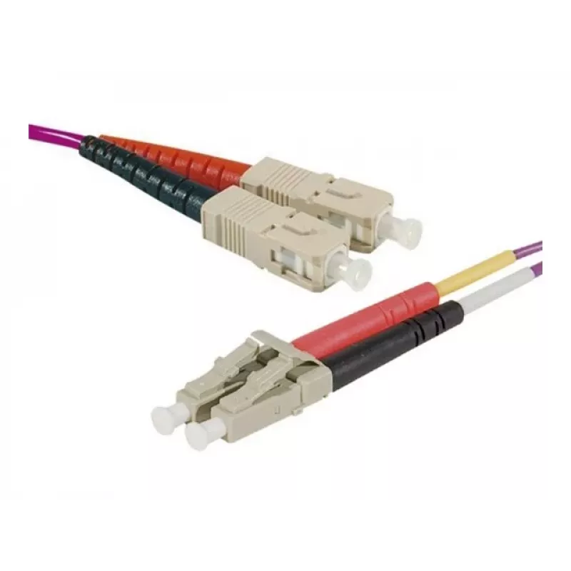 EXERTIS CONNECT LWL savienojošais kabelis Eco, 50/125 µm, OM4 šķiedra, SC Duplex spraudnis/LC Duplex spraudnis, erika-violet, 3,0 m UPC UPC slīpējums (392803)