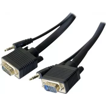 EXERTIS CONNECT S-VGA monitora kabelis ar audio, 15-pin HD D-Sub tēviņš-tēviņš, 5,0 m, melns 137221