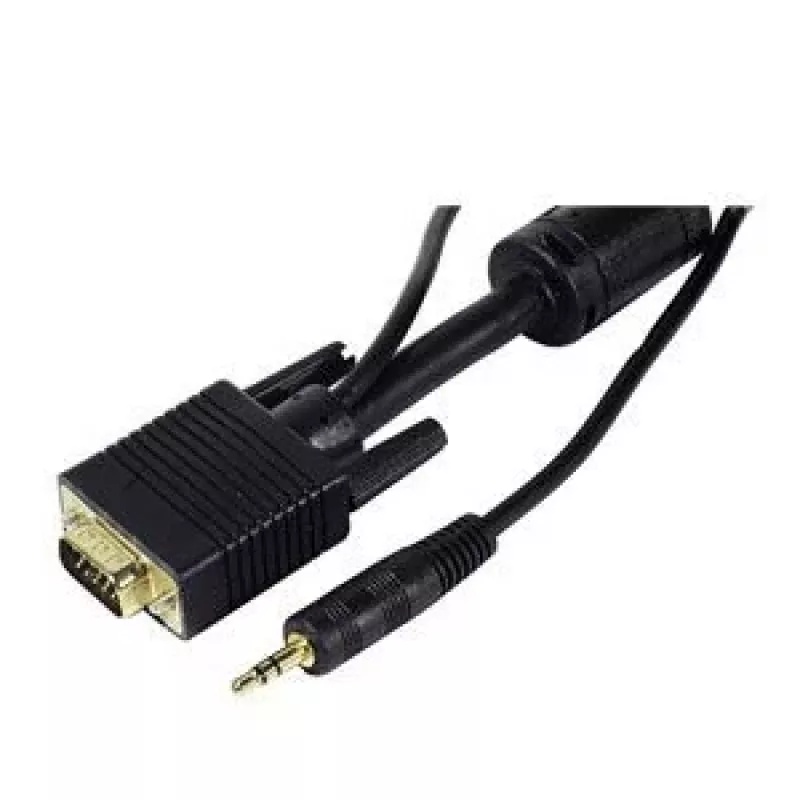 EXERTIS CONNECT S-VGA monitora kabelis ar audio, 15-pin HD D-Sub tēviņš-tēviņš, 5,0 m, melns 137221