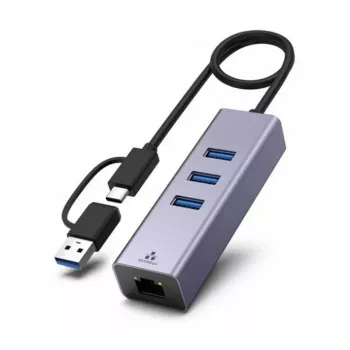 Exertis Connect USB 3.1 Gigabit Ethernet tīkla adapteris ar USB centrmezglu un Type-C pārveidotāju (310763)