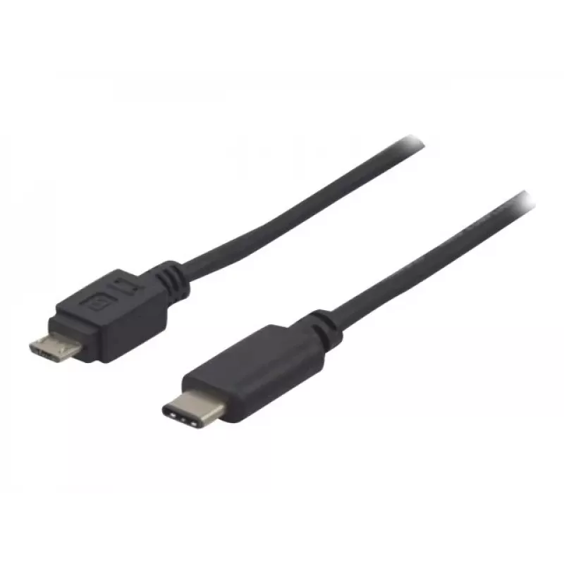 EXERTIS CONNECT USB 2.0 kabelis, USB Type-C uz Micro-B, melns, 1,0 m 150301