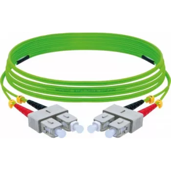 EXERTIS CONNECT OM5 SC Duplex uz SC Duplex optiskās šķiedras komutācijas kabelis, 50/125 µm, LSZH, laima zaļš, 10 m 392906