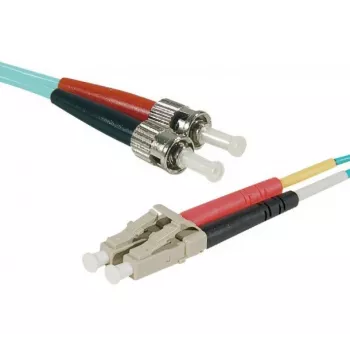EXERTIS CONNECT LWL savienojošais kabelis Eco, 50/125 µm, OM3 šķiedra, LC Duplex uz ST Duplex, akvamarīna krāsā, 3,0 m, UPC pulējums 392733