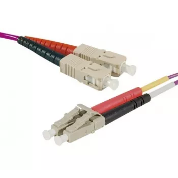 Exertis Connect LC/UPC uz LC/UPC OM4 daudzmodu duplexais Uniboot komutācijas kabelis, 1m, Erika violetā, LSZH 392951