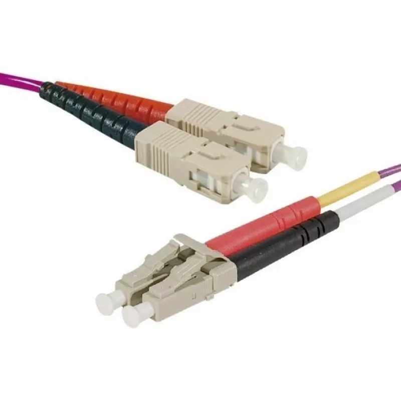 Exertis Connect LC/UPC uz LC/UPC OM4 daudzmodu duplexais Uniboot komutācijas kabelis, 1m, Erika violetā, LSZH 392951