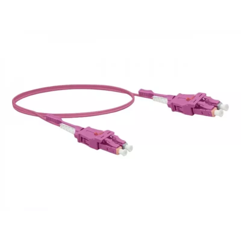 Exertis Connect LC/UPC uz LC/UPC OM4 daudzmodu duplexais Uniboot komutācijas kabelis, 1m, Erika violetā, LSZH 392951