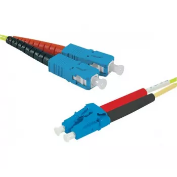 EXERTIS CONNECT optiskais šķiedras komutācijas kabelis Eco OS2 SC Duplex uz LC Duplex 3m dzeltens 392863