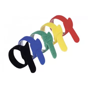 Exertis Connect atkārtoti lietojamo aizdaru komplekts ar āķu un cilpu stiprinājumu, 210 mm x 16 mm, 15 gab., 5 krāsas (melna, zila, zaļa, dzeltena, sarkana)