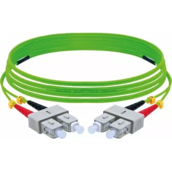 EXERTIS CONNECT OM5 SC Duplex uz SC Duplex UPC optiskās šķiedras komutācijas kabelis, 50/125 µm, laima zaļš, 5 m 392904