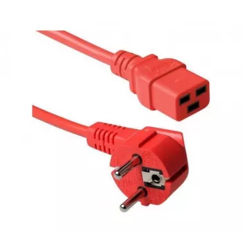 Exertis Connect 16 A leņķa Schuko uz taisnu C19 barošanas kabelis, sarkans, 2 m 640055