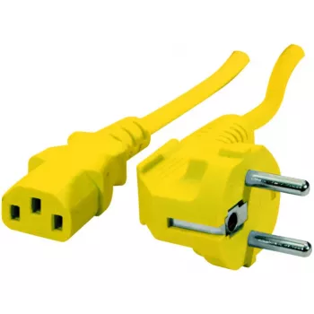 Exertis Connect leņķa Schuko uz IEC C13 strāvas kabelis, dzeltens, 1,8 m 808015