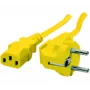 Exertis Connect leņķa Schuko uz IEC C13 strāvas kabelis, dzeltens, 1,8 m 808015