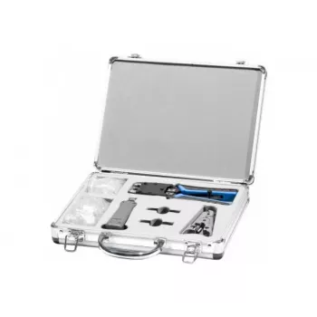 EXERTIS CONNECT Tīkla instrumentu komplekts ar RJ45 spraudņiem alumīnija-plastmasas koferī (818082)