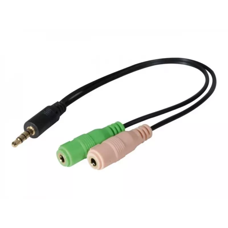 Exertis Connect CTIA austiņu adapteris - 3,5 mm TRRS uz diviem TRS (austiņu/mikrofona sadalītājs) 721135