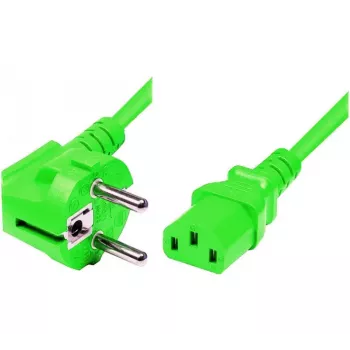 Exertis Connect barošanas kabelis, leņķiska Schuko kontaktdakša uz IEC C13 savienotāju, zaļš, 1,8 m (808016)