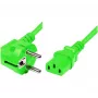 Exertis Connect barošanas kabelis, leņķiska Schuko kontaktdakša uz IEC C13 savienotāju, zaļš, 1,8 m (808016)