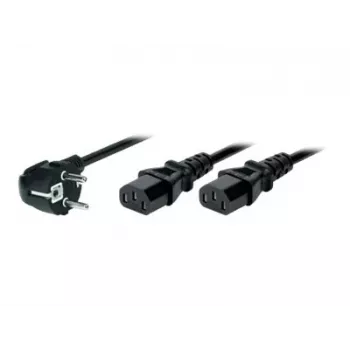 TECLINE Y barošanas sadalītāja kabelis, leņķiska Schuko kontaktdakša uz 2x IEC C13 ligzdām, 1,8 m, melns 808410